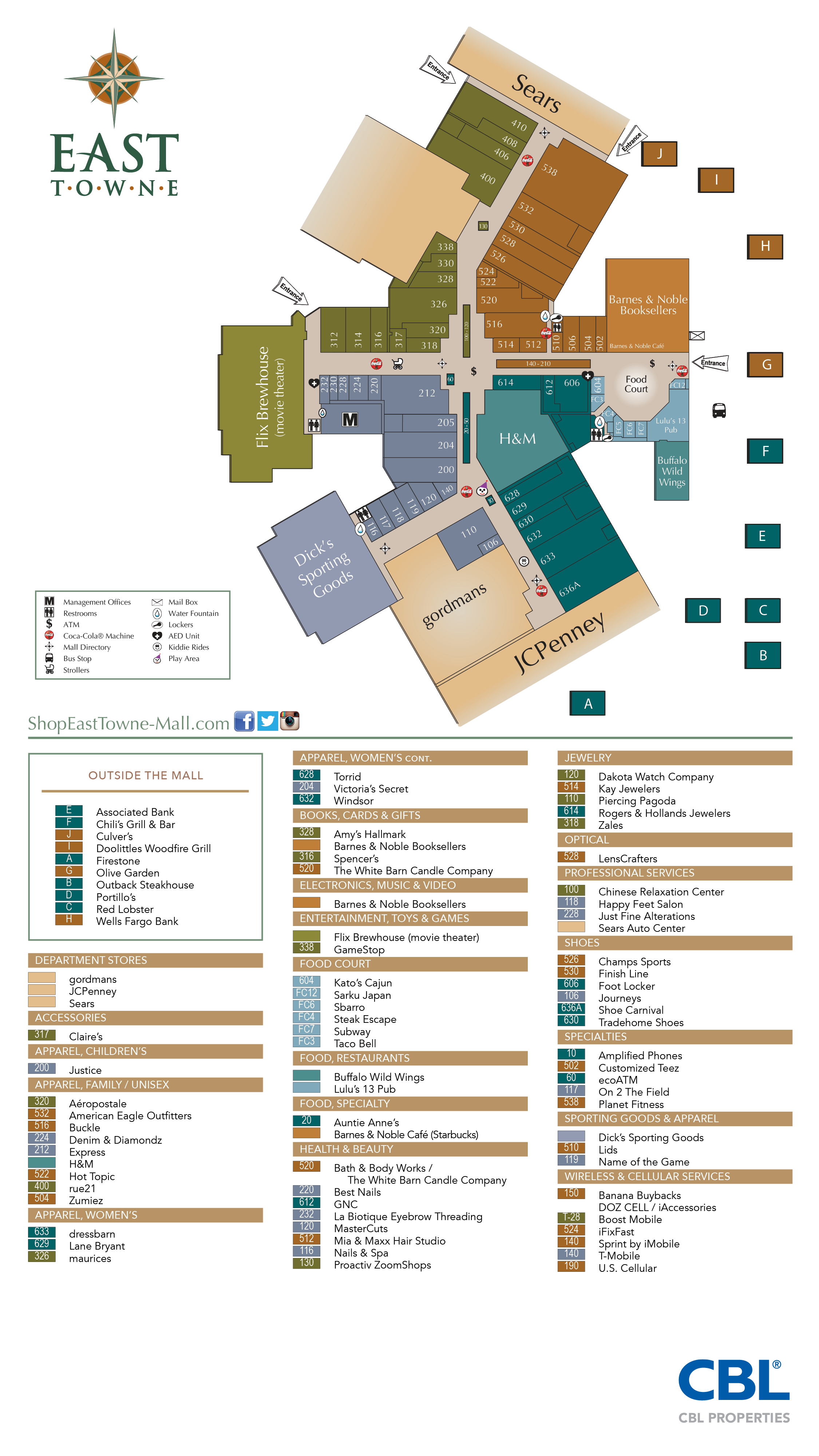 Town East Mall Map Directory